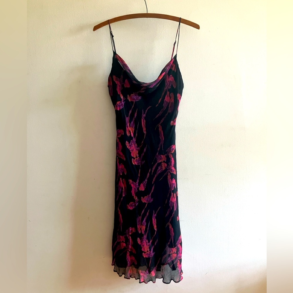 Vintage Betsey Johnson Black and Pink Bird Dress